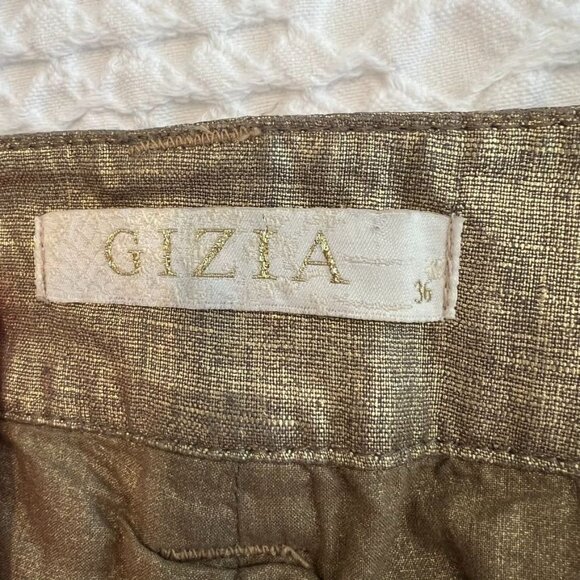 GIZIA Designer Linen Metallic Bronze Mini Skirt Size 4 - Picture 4 of 6